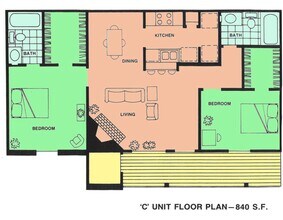 2 BD/2 BA-Stone Countertops 110 floor plan
